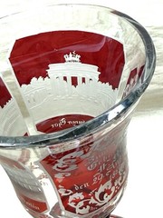 Antique Bohemian German Germany 1856 Ruby Cut To Clear Glass Goblet