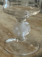 Water Goblet UNK16450 by Unknown Manufacturer Frosted Fish stem, clear bowl 7″