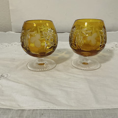 Nachtmann Traube Amber Cut to Clear Crystal Brandy Glass Cognac Snifter 4.2”