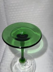 Vintage Verrerie D’Arques France Wine Green Stem Luminarc Monogram “S” Set Of 3