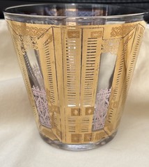 4 Vintage Gold And Pink Old Fashion Cocktail Glasses