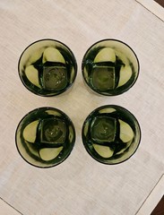 4 Vintage Hazel Atlas Avocado Green Square Bottom Glasses – Colony On the Rocks
