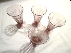 Rare Fostoria Vernon Lavender / Orchid 5 1/4 inch Iced Tea Goblet Set of 4