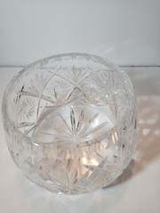 Cut Crystal Bowl Elongated 5″ Tall x 6 1/2″ W x 5 1/2 opening 3.8 lbs Edinburgh