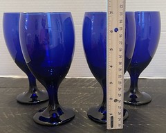 Vintage New Libbey Fun-Damentals Cobalt Dynasty Iced Tea Glasses Goblets Set 4