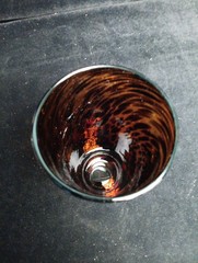Amber Tortoise Shell Handblown Art Glass 7″ Tumbler/Vase Vintage