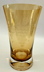Vintage Amber Glass Etched Grapes Motif Flared Mouth Celery Holder 20oz Barware