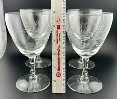 Vintage Etched Star Pattern Water/Wine Goblets Twisted Stems Set of 4