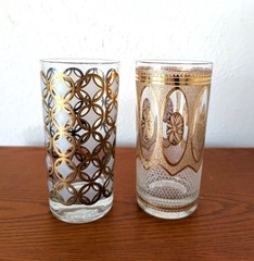 2 Vintage MCM Fred Press & Culver 22kt Gold Highball Glasses Set 1960’s Barware