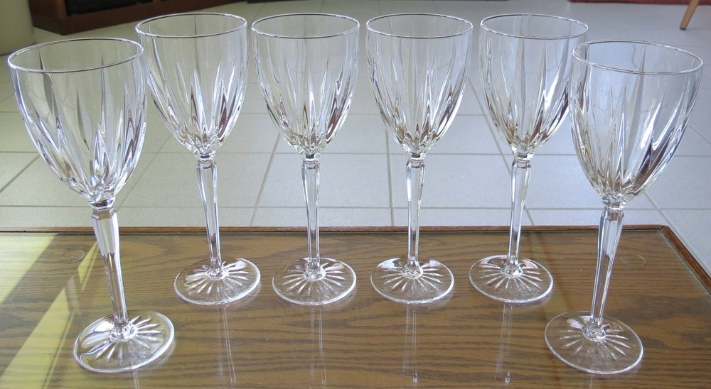 6 CRISTAL D’ARQUES CRYSTAL MONTEREY 6.75oz 8.25″ WINE GLASSES – 2 Sets Available