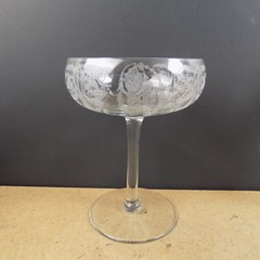 6 Cambridge Glass 732 Etched Glasses Iced Tea Wine Cocktail Goblets