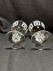 Vintage Black/White Geometric Liquor Glasses Set of 2