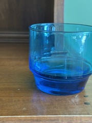 Vintage Anchor Hocking Blue Flair 3” Rocks Glasses Lot Of 5 Stackable Aqua