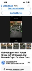 LIbbey Ripple Mint Forest Green Set Glasses And Dessert Cups 22 piece! Rare!