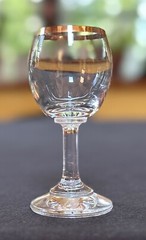 6 NEW vintage Mid Century crystal gold rim cordial liqueur shot glasses Poland