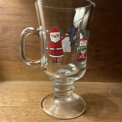 Vintage Libby Glass “Santa And Presents” 5.75”Footed Glass