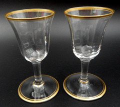 VINTAGE SET OF 6 TIFFIN-FRANCISCAN MINTON GOLD GILDED CRYSTAL CORDIAL GLASSES