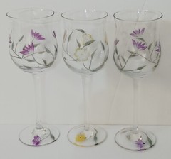 Lenox Floral Spirit Etched/Hand-painted 8-7/8″ Tulip Wine Glasses (3)