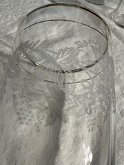 Bartlett Collins Etched Frosted Grapes 5″ Glasses Gold Trim Set of 8 Vintage