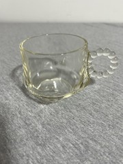 Vintage Clear Glass Punch Cups Set of 8 Beaded Handles Depression Elegant Style
