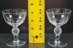 3 Morgantown Golf Ball Clear Low Sherbet Set Vintage Optic Bowl Stemware MCM Lot