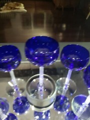 (7) «Rhine Wine» glasses 6″, Fostoria «Classic Cobalt Blue» clear stem 6011 RARE
