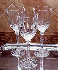 Vintage Gorham Sundance Crystal Wine Glasses (3) 8″ Tall Vertical Cuts NICE