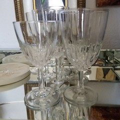 8 Item Mixed Lot Cristal D Arques Diamant Pattern Straight Stem Vertical Cut