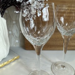 Set of 2 Svend Jensen Empress Clear 8 5/8” Claret Wine Goblets Glasses