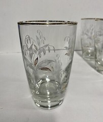 Set Of 5 Vintage Libbey White Gold BLUEBELL Floral Gold Rim Tumbler Glasses 8 oz