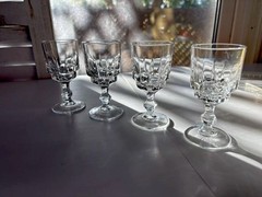 CORDIAL GLASSES set 4 stemmed Vertical cut glasses sherry glasses Aperitif MCM