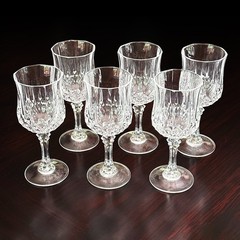 VTG 80s Set of 6 Cristal D’Arques Longchamp n3, 17,5cl Lead Crystal Wine Glasses