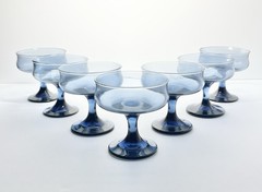 Libbey “Connoisseur (Dusky Blue, Tulip)” 7 Coupe Champagne Glasses 3 3/4” 8oz