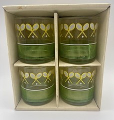 NIB Set of 4 Vintage Libbey J. Scott Tennis Lowball/Whiskey Glasses Barware
