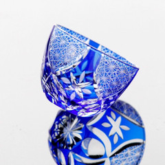 Edo Kiriko Glass Cup Small Shot Glasses For Sake Handmade Cased Glass 1.5oz