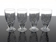 WATERFORD LISMORE 14 OZ CRYSTAL FOOTED ICED TEA GLASSES W/ BOX – SET OF 4