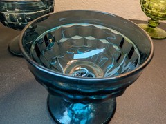 Vintage MCM Whitehall Riviera Blue Champagne/Tall Sherbet Pressed Glass (2)