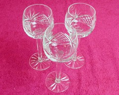 {SET OF 3) Astral (Christina Cut Fan Criss Cross) 7 3/8″ HOCK WINE GLASSES