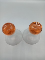 Vintage 90’s Set Of 2 Orange Glass Ball Stemless Martini Glasses
