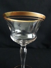 Glastonbury/Lotus Glass Clear YUKON Gold Trim Champagne Tall Sherbet Glass 3720