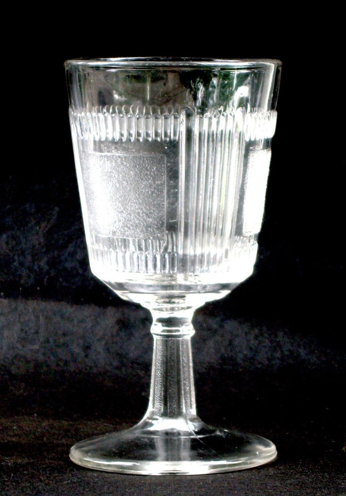 EAPG water GOBLET glass stem DERBY Pleat & Panel BRYCE WALKER #79 antique 1880