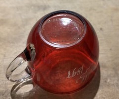 1897 Souvenir Ruby Overlay Cup Nashville Tennessee Fannie O’Neil