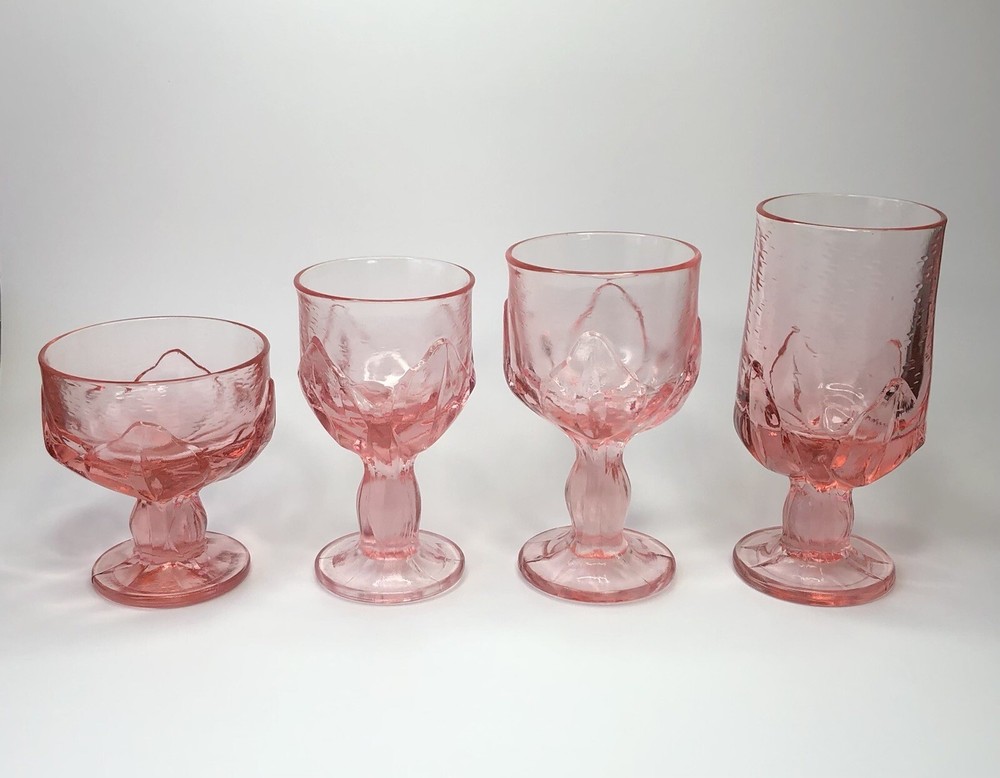 4 Vintage Tiffin Franciscan Cabaret Pink Lotus Footed Wine Water Ice Tea Sherbet