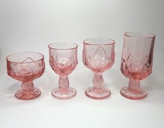 4 Vintage Tiffin Franciscan Cabaret Pink Lotus Footed Wine Water Ice Tea Sherbet