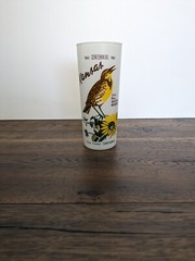 VTG Kansas Centennial Souvenir State Bird Glass Frosted Mid Century Hazel-Atlas