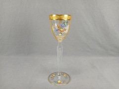 Myers Neffe / Lobmeyr Bohemian Enameled Watteau Scene & Gold Wine Glass A