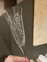 Etched Champagne Wine Flutes Set of 4 Clear Glass 11 Inches Tall Swirl Design