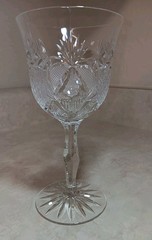 2 Czech Bohemian Cut Crystal Glasses-Heart And Pinapple-Notched Stem Wedding