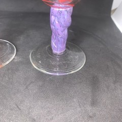 Peàn Doubulyu (2) Two Wonkie Striped Swirl Goblet Art Glass Signed