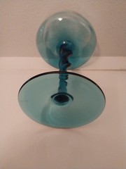 Vintage Mid Century Modern Empoli Glass Twist Stem Blue 7.5 Inches Tall
